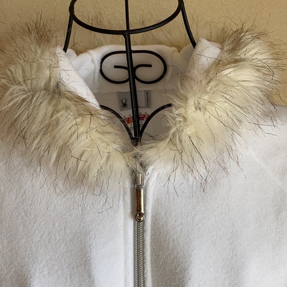 Spyder Fur-lined Hooded Fleece Jacket Size XL White - Picture 3 of 8